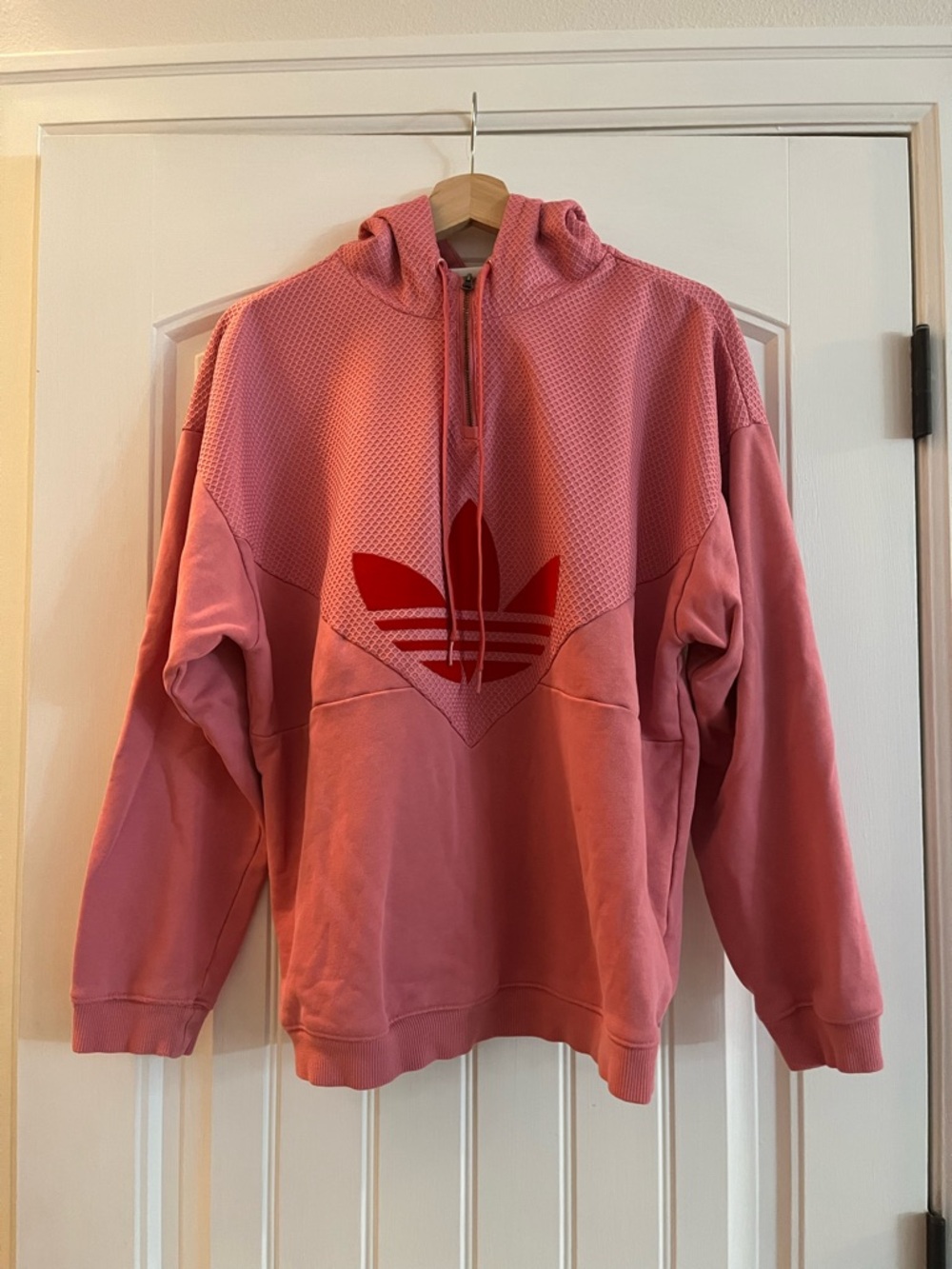 adidas Pink Textured Half-Zip Hoodie